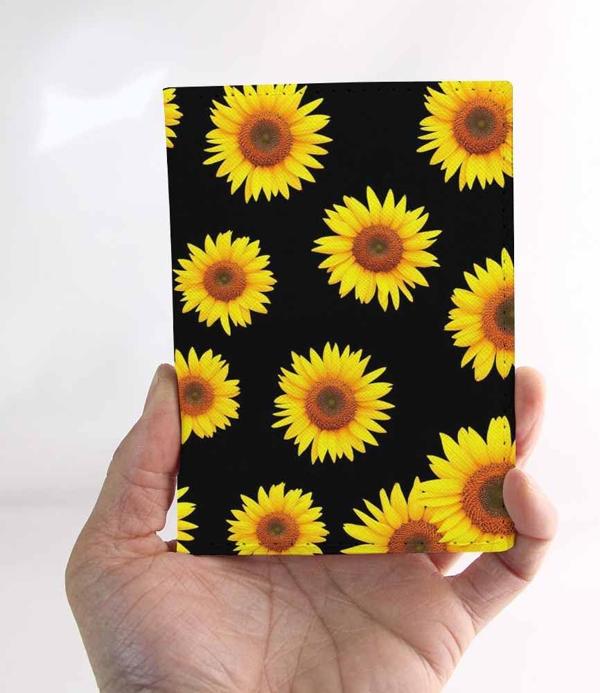Sunflower Passport Holder for Travel Yellow Bloom Floral Petals PU Leather Passport Cover Wallet Cute Passport Card Holder for Women and Men