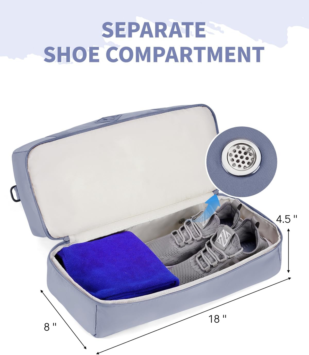 WANDF Travel Duffel Bag with Wet Pocket & Shoe Compartment, 18x14x8 Personal Item Bag with USB