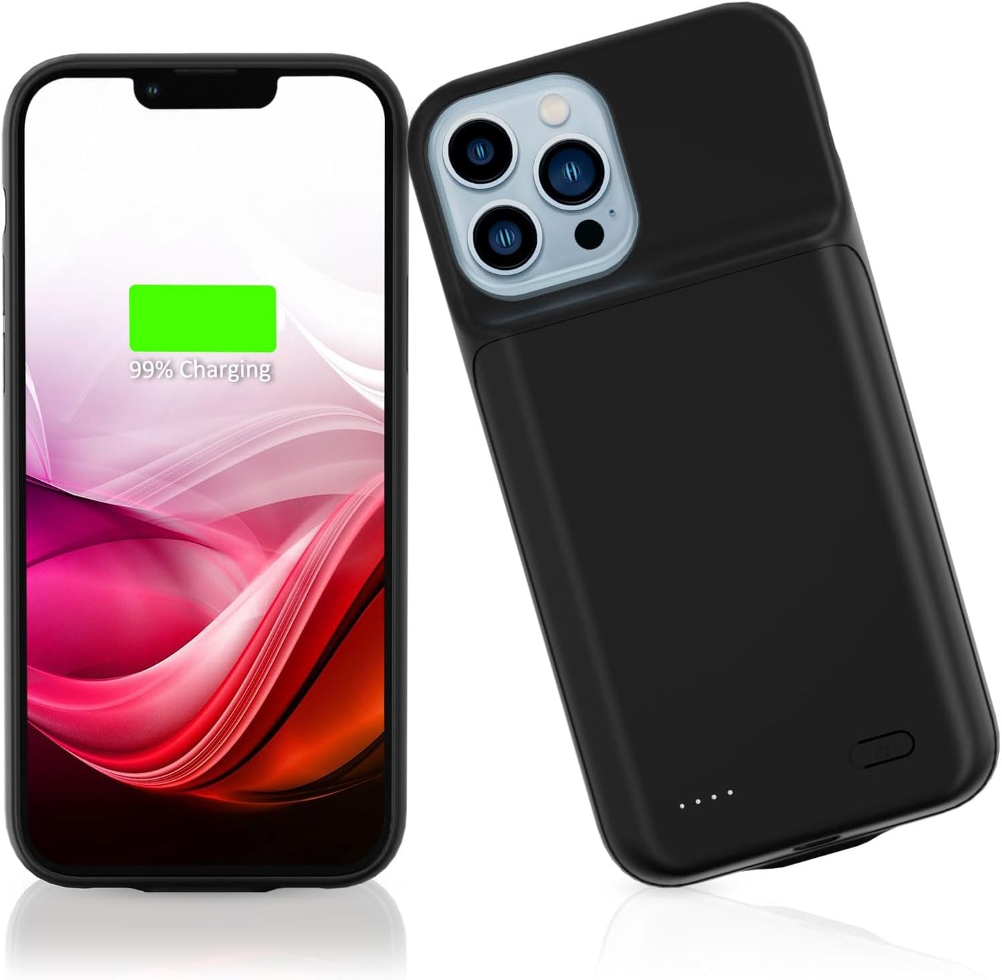 Gladgogo Charging Case for iPhone 13 Pro Max, Real 6000mAh Ultra Slim Powerful Battery Case Charger Portable External Lightweight Smart Battery Pack Compatible with iPhone 13 Pro Max, 6.7 inch, Black