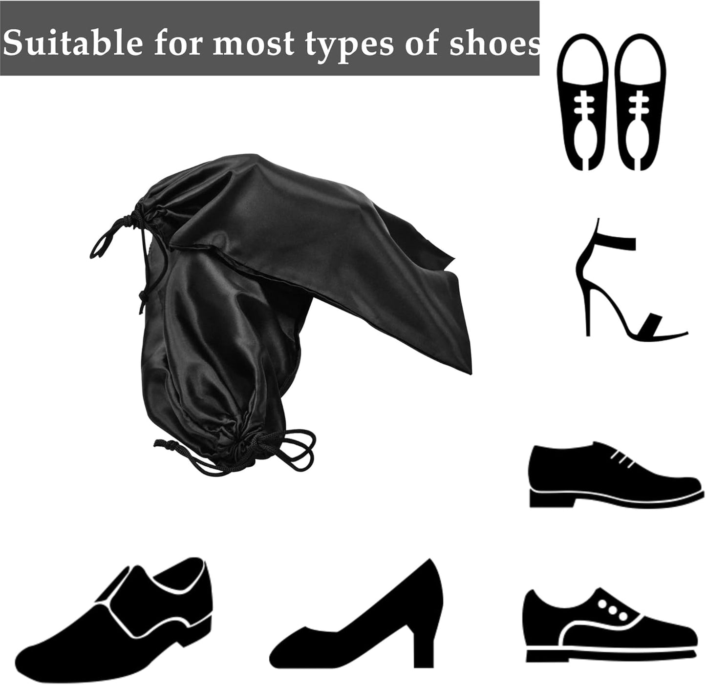 GONGKANGYUAN 10 Pack Shoe Bags for Travel Satin Fabric Shoe Bag with Drawstring for Men Women