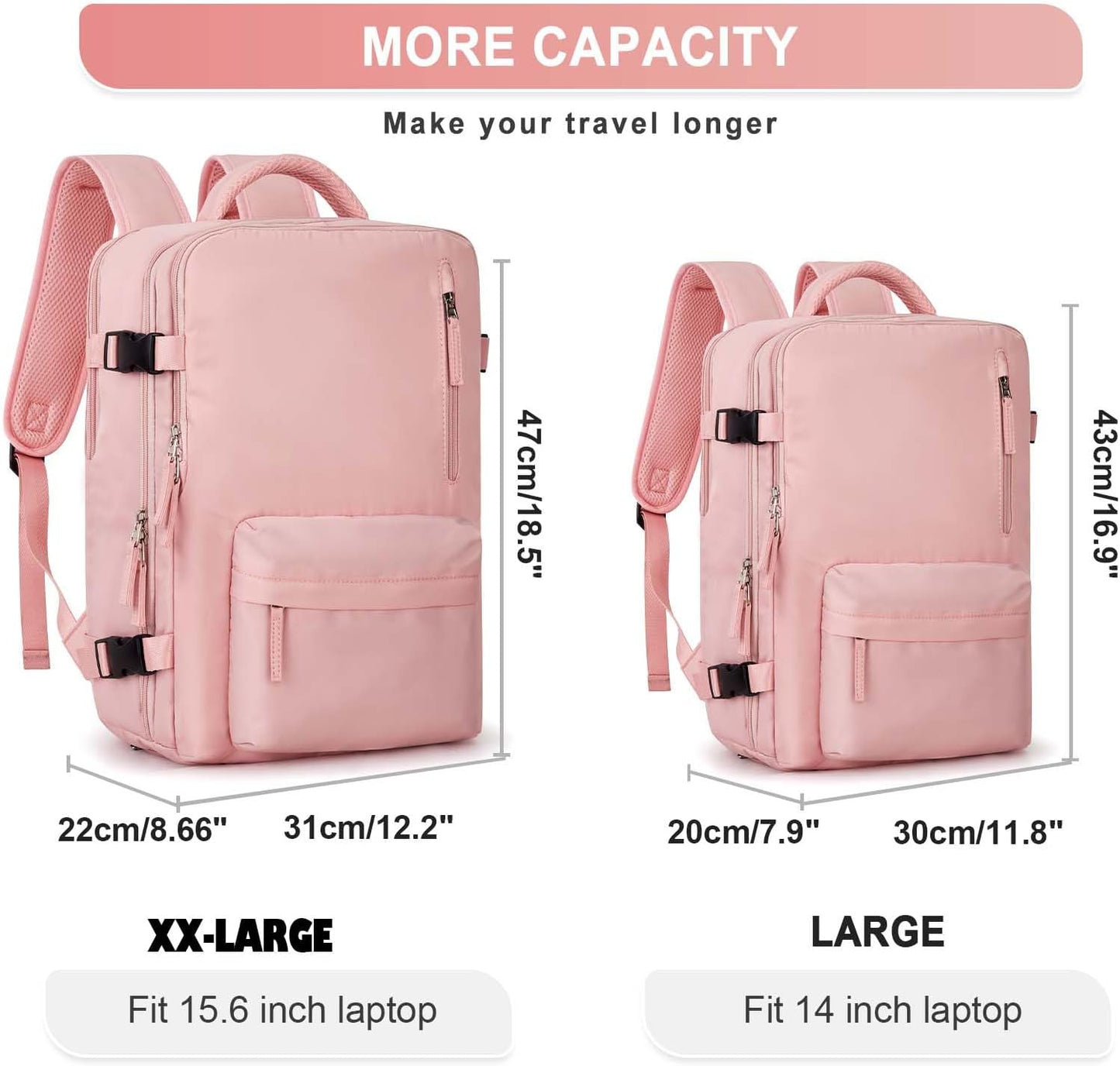 WONHOX Large Travel Backpack Carry on Flight Approved Laptop Work Business Backpack for Women Men