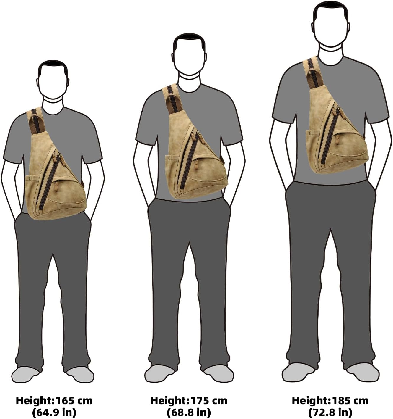 KL928 PU Leather Sling Bag - Small Crossbody Backpack Shoulder Casual Daypack Rucksack for Men Women Outdoor Cycling Hiking Travel (6881-PU-L.Coffee)