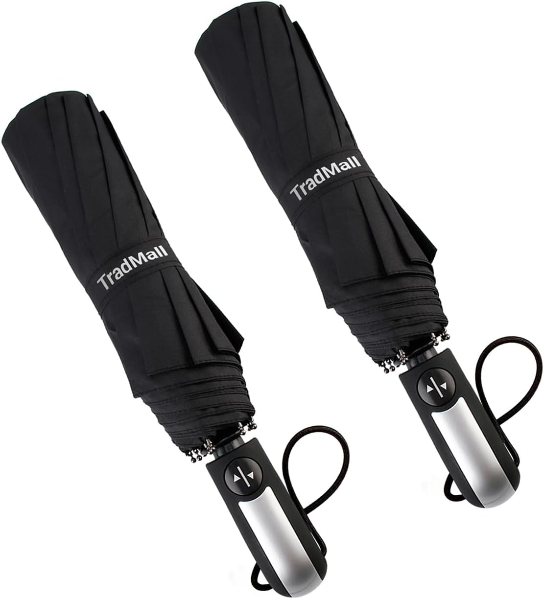 TradMall 2 Pack Travel Umbrella Windproof 46/56 Inches Large Canopy Reinforced Fiberglass Ribs Auto Open & Close