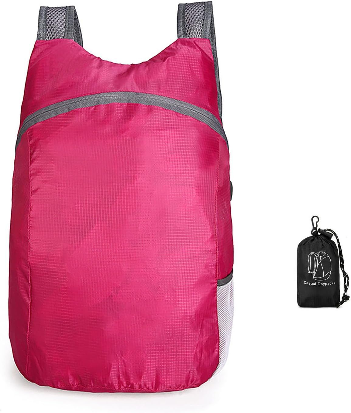 Lightweight Foldable Waterproof Backpack For Men Women Outdoor Sports Travel Leisure Bag Hiking Small Daypack 20L (DarkPink)