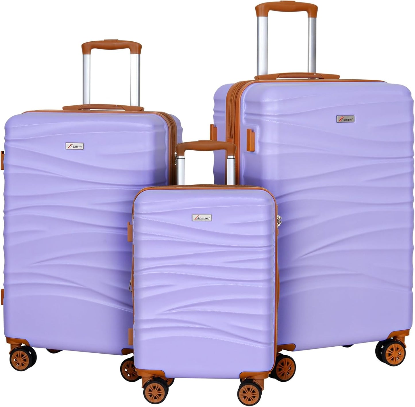 Romswi 3-Piece Luggage Set 20/24/28 Inch, Expandable PC+ABS Hardshell Suitcases, Durable Lightweight Suitcase Set with TSA Lock & Dual Spinner Wheels, Purple