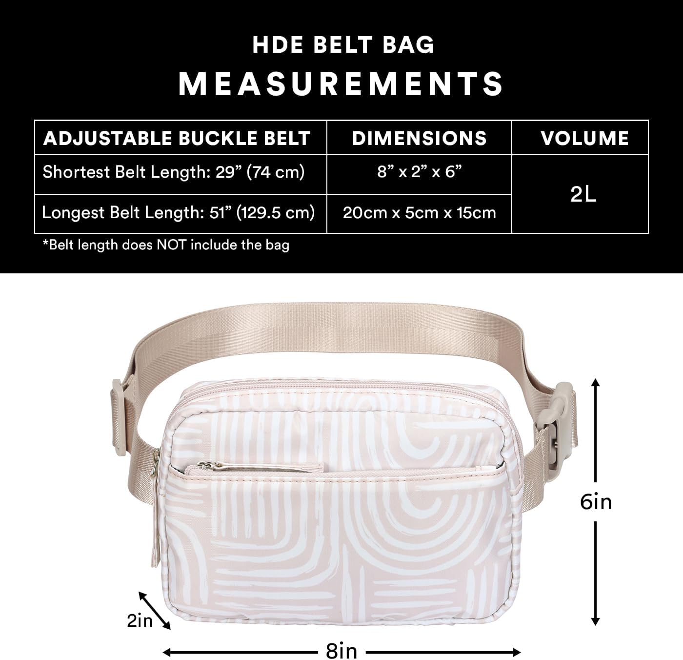 HDE Belt Bag 2L Fanny Pack Cross Body with Adjustable Strap Travel Waist Pack - Boho Brush Strokes