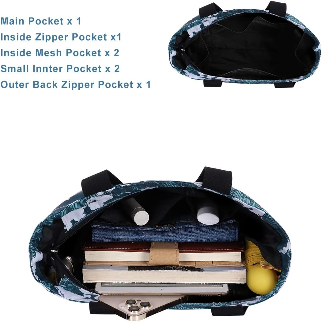 Tote Bag with Zipper for Women Inside Mesh Pocket Heavy Duty Casual Anti-water Cloth Travel Shoulder Handbag