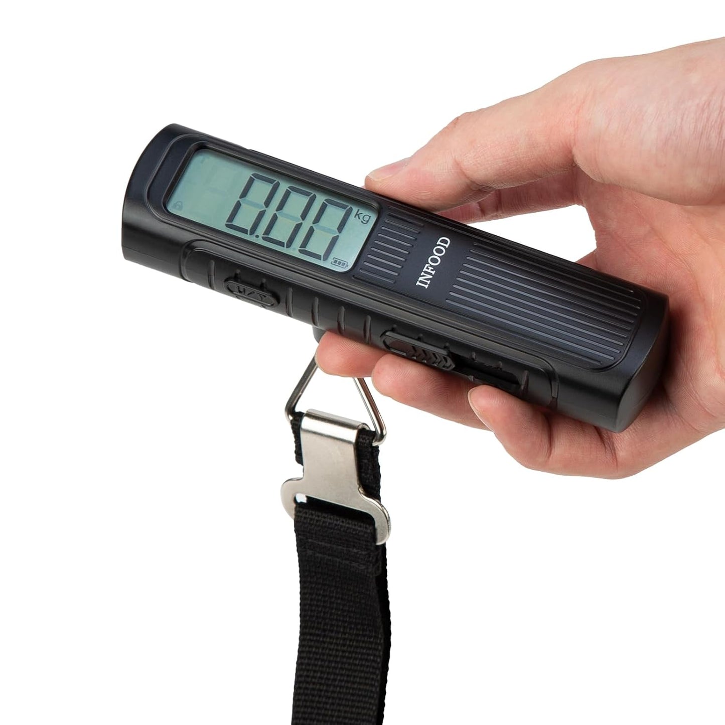 Battery-Free Digital Luggage Scale, Suitcase Scale for Travel, Portable Luggage Weight Scale with Hook & LCD Display for Luggages, Packages & Bags, 110lb/50kg Handheld Scale, Black