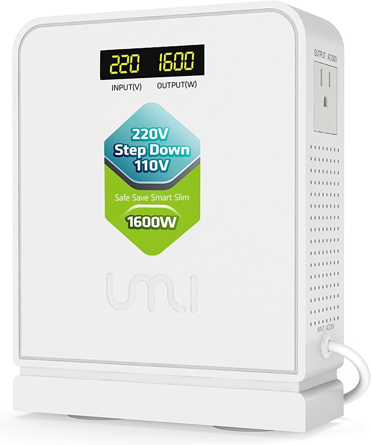 UMI 220V to 110V Voltage Power Converter Step Down Transformer 1600 Watts Capacity with 2 Output