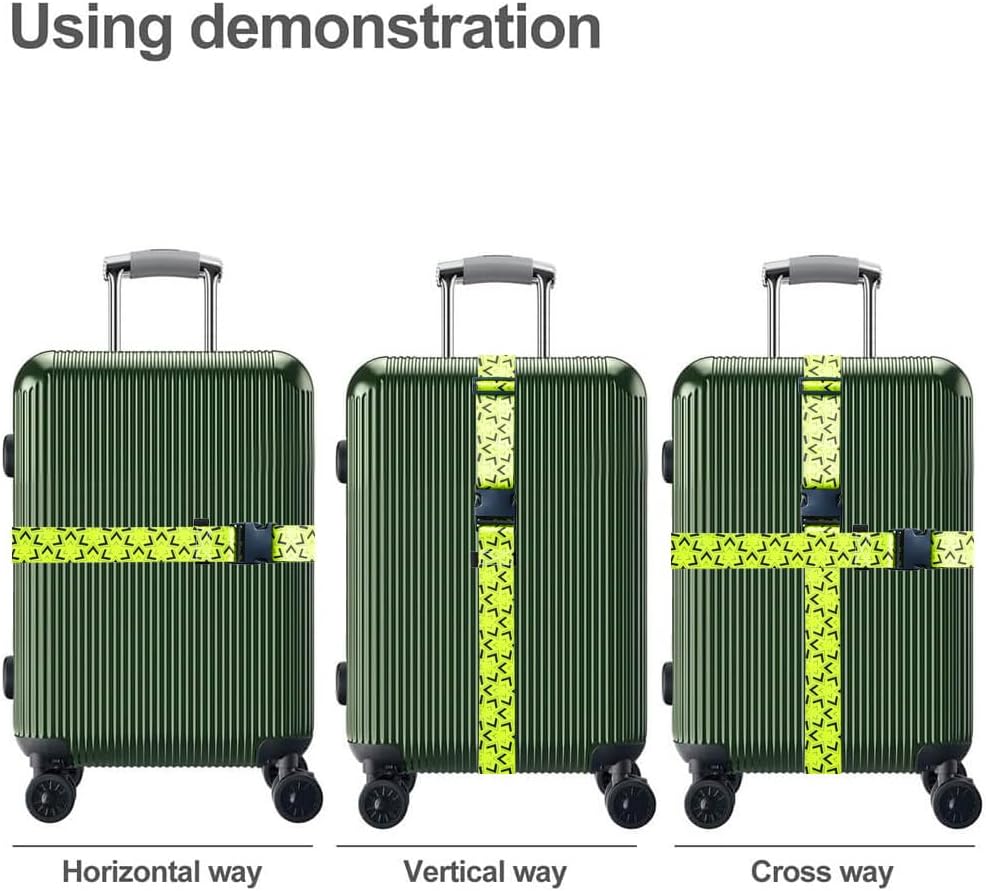 Luggage Straps for Suitcases TSA Approved Easy Pack Organized Suitcase Strap, Luggage Strap, Luggage Belt Strap, Bag Straps for Luggage. Buckle Straps Travel Accessories (Yellow)
