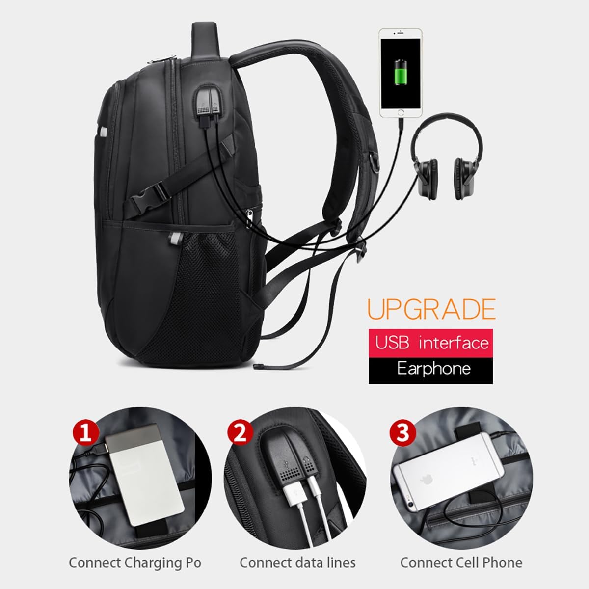 Travel Laptop Backpack for Men, Water Resistant Backpack Airline Approved Business Work Bag with USB Charging Port