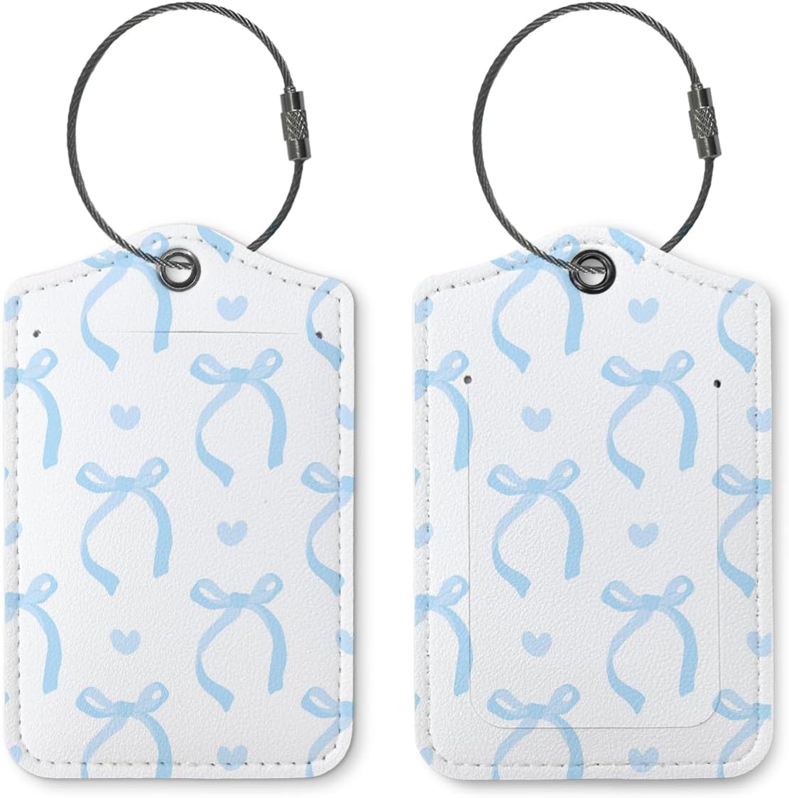 Coquette Blue Bow Luggage Tags for Suitcases, Cute Luggage Tags for Women, Preppy Gifts, Cute Trendy 2 Pack Luggage Tag for Travel, Teen Girls Gifts Suitcase Tags