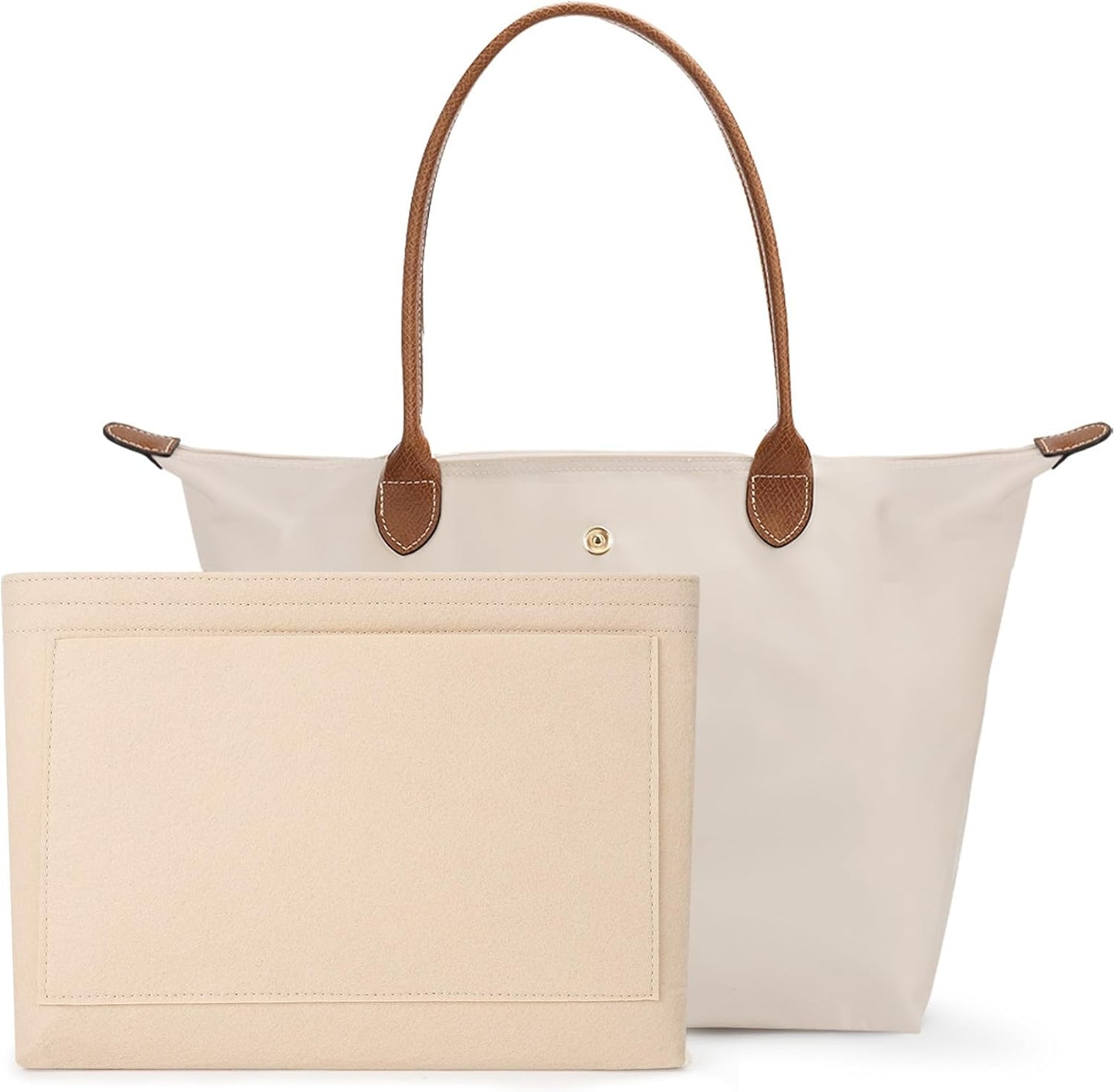 Tote Bag for Women with Purse Organizer Insert, Foldable Large Capacity Waterproof Nylon Bag for Travel, and Daily Use