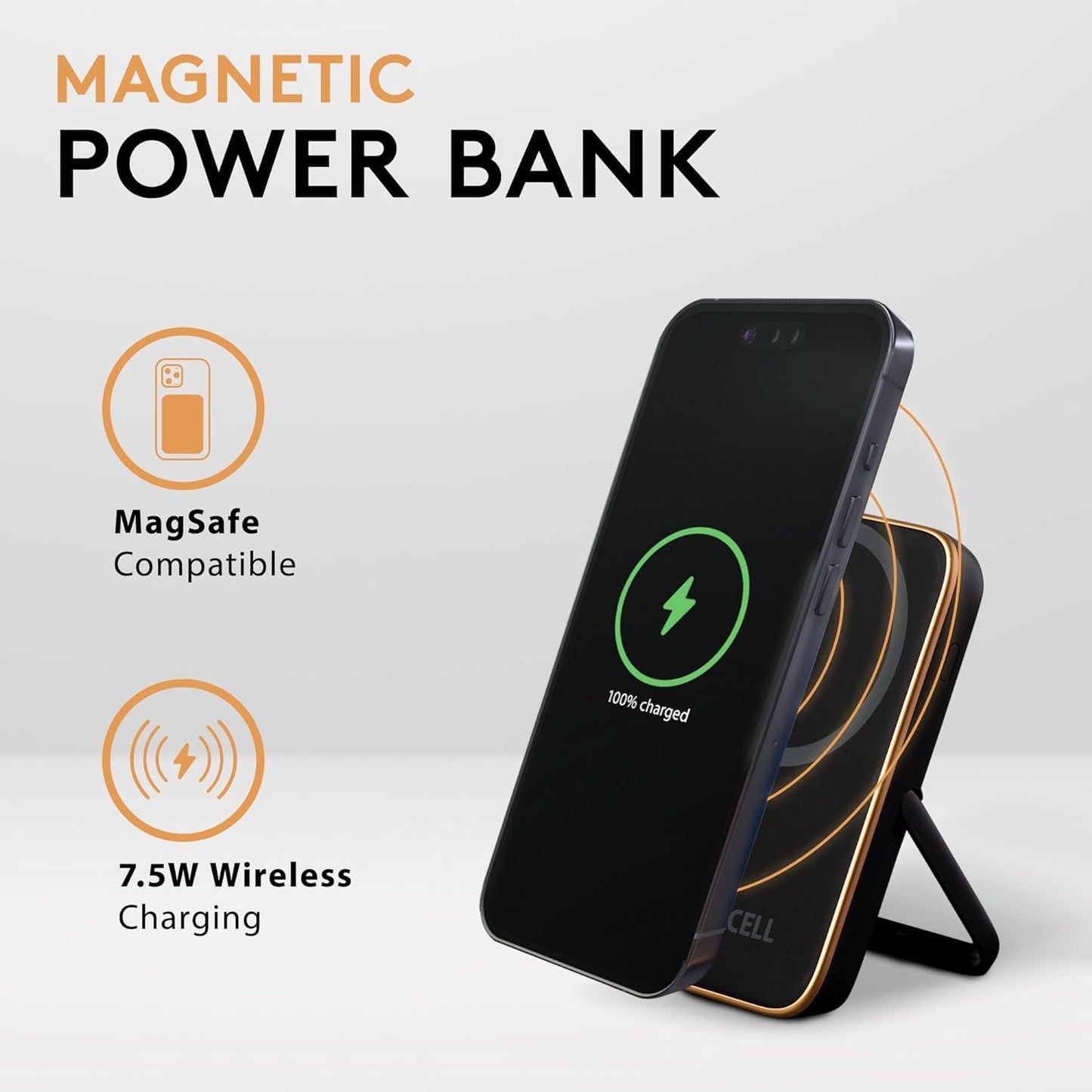 DURACELL Mobile Power Bank | Compatible with iPhone, iPad, Samsung, Android, and More | TSA Carry-on Compliant | Recharges Devices Up to 3X (5,000mAh MagSafe Compatible + USB-C)