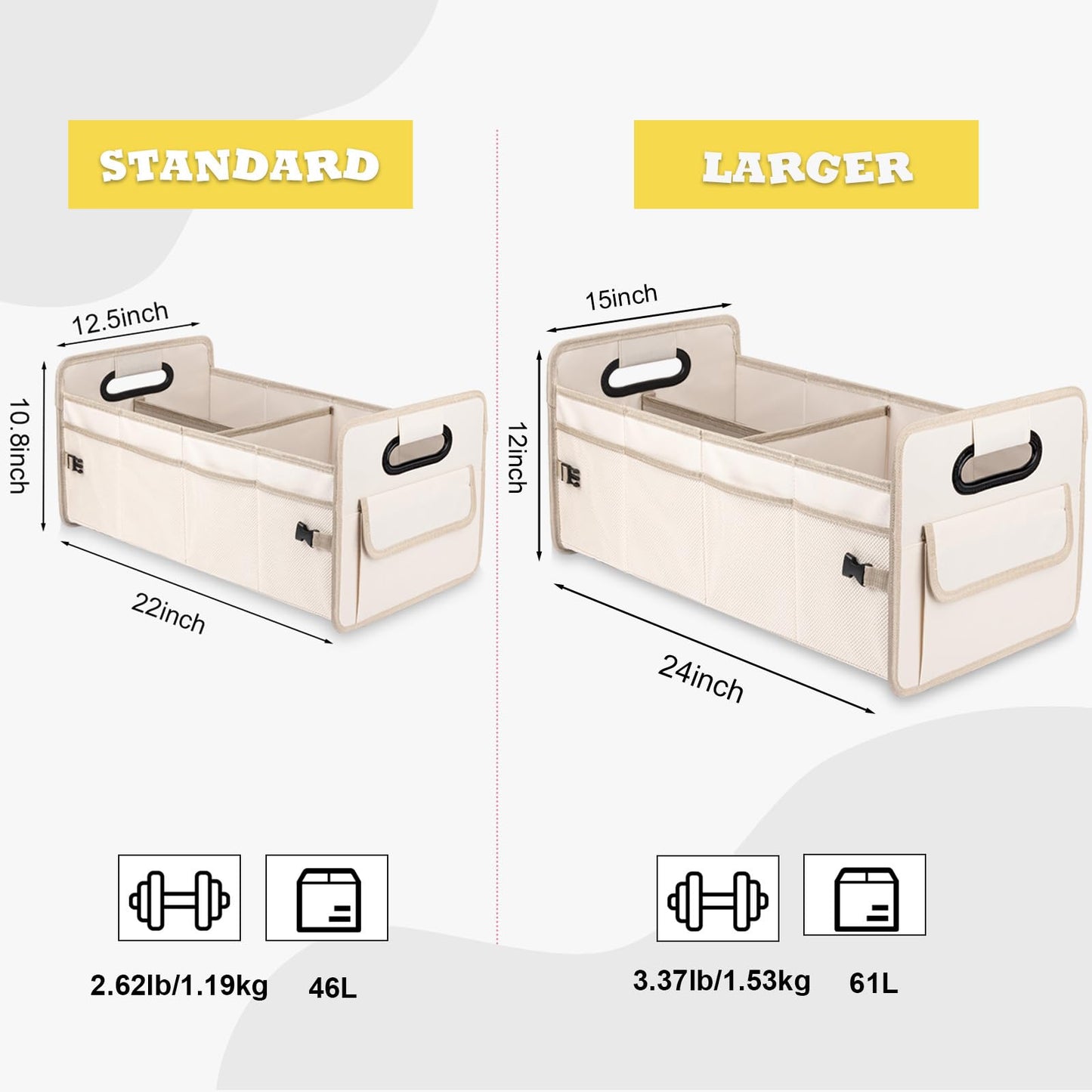 JiatuA Car Trunk Organizer, Car Organizers and Storage Collapsible Multi Compartment Container Box