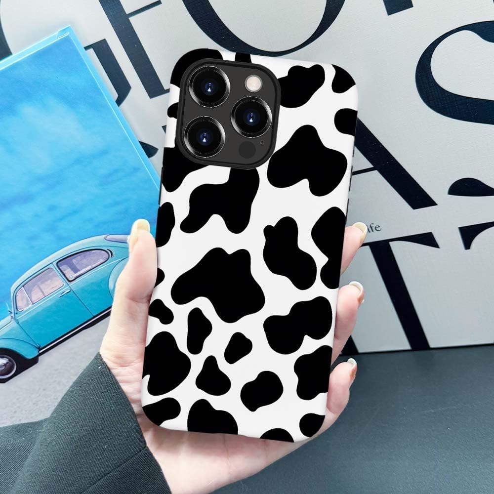 SEized Case Compatible with for iPhone 12 Pro Max,Black White Cow Pattern Phone Case for Girl Women Boy Men,Durable Protection Case for iPhone 12 Pro Max