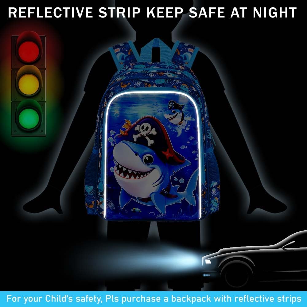 3PCS Boys Backpack, Water Resistant Kids Bookbag Set with Lunch Box, Cute School Bag for Preschool Toddler