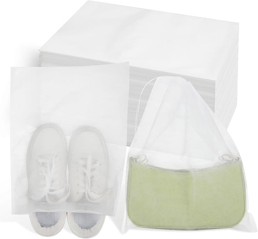 200 Pcs Dust Proof Shoe Bag, 15×12.6 Inch, Breathable Non-woven Cloth Storage Pouch, Breathable Dust Bag with Rope, for Handbag Pouch Purse Shoe Boots Purse Travel Storage