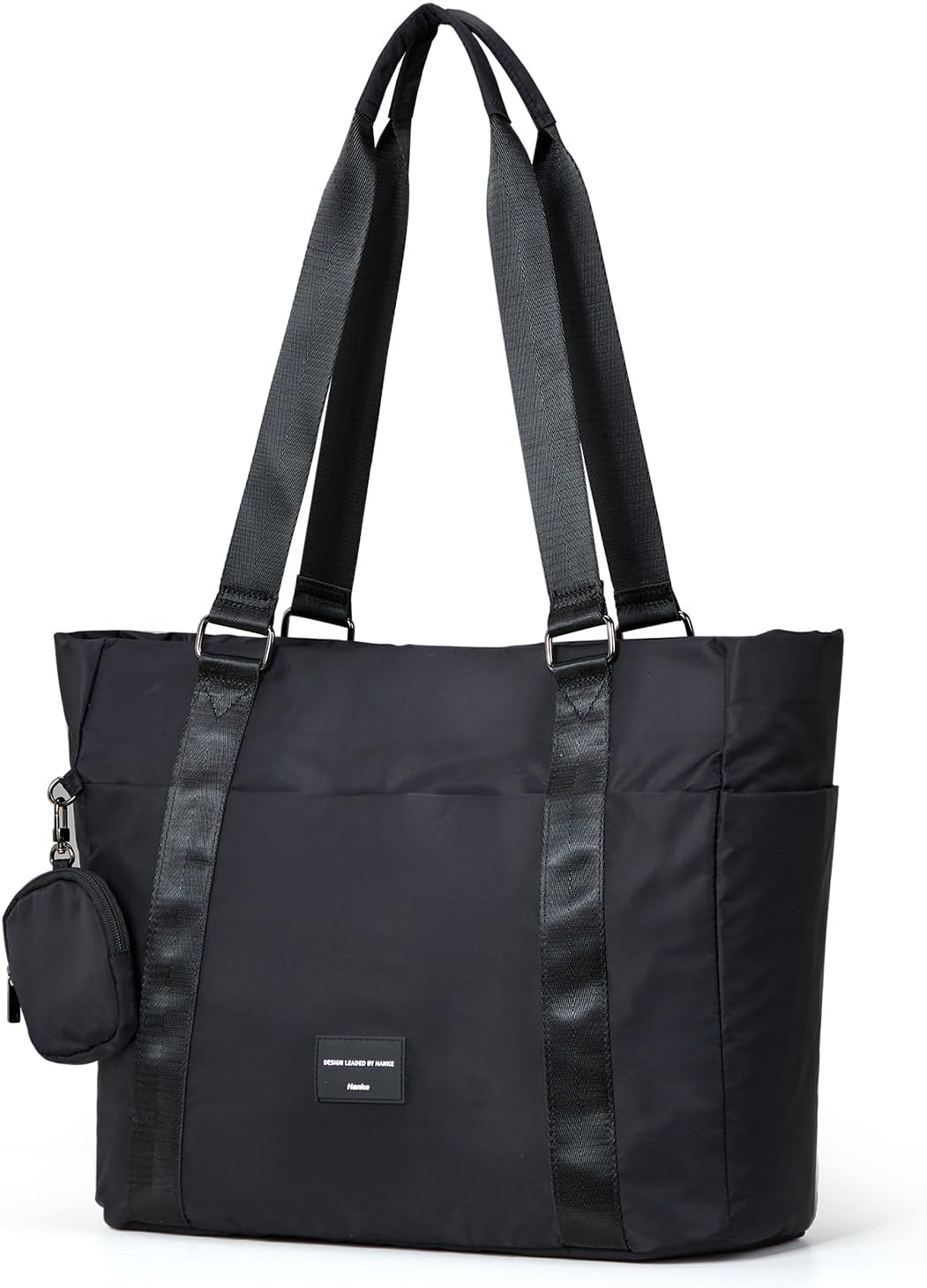 Hanke Laptop Tote Bag with Zipper Lightweight Womens Tote Bags for Work Nylon Bag Shoulder Bag Weekend Bag Travel Bag Sports Gym Bag .（Graphite Black）