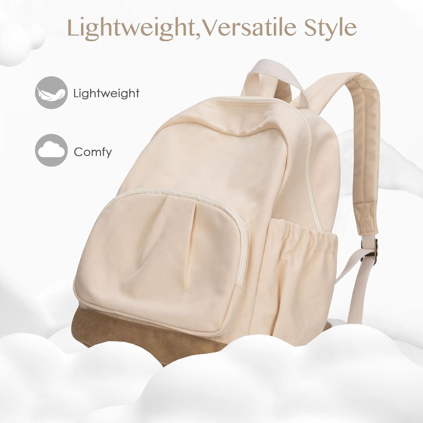 Canvas Backpack for Women Men Lightweight Bookbag for College Aesthetic Backpack for Travel Casual Daypack