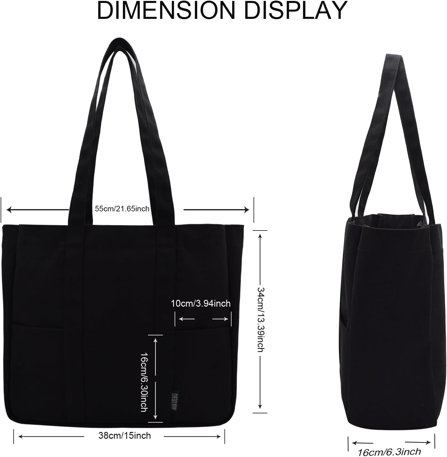 TeeYee Women's 20L Canvas Tote Bag Reusable Multi-Pocket Organizer for Travel Work Gym Shopping Large Shoulder Bag
