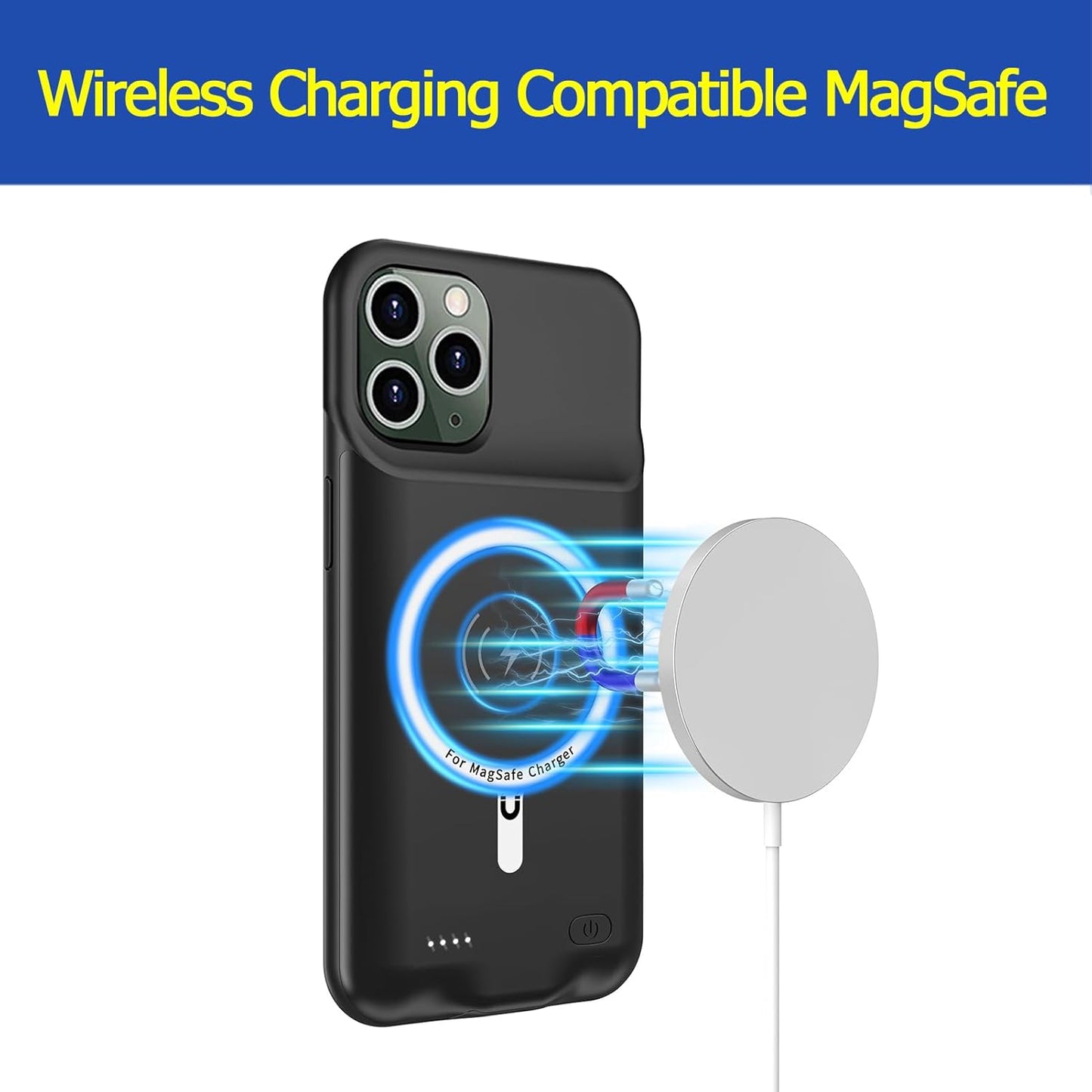 Battery Case for iPhone 11 Pro, Enhanced 10000mAh Portable Protective Wireless Charging Case Support Carplay Compatible with iPhone 11 Pro (5.8 inch) Rechargeable Extended Battery Charger Case (Black)