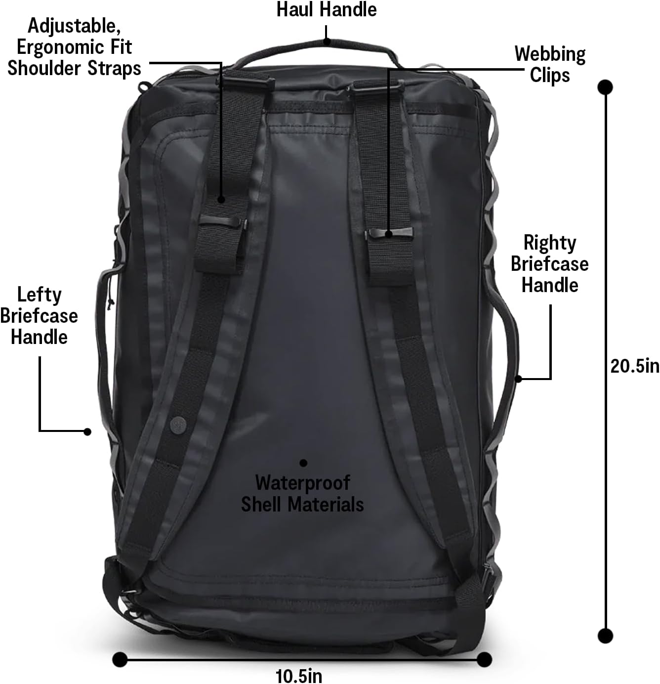 Baboon to the Moon Go-Bag Mini 32L – Detachable Straps, Small Duffle Bag for Travel, Gym Bag for Women, Mens Travel Bag, Duffel Bags for Traveling, Travel Duffel Bags for Women (Black)