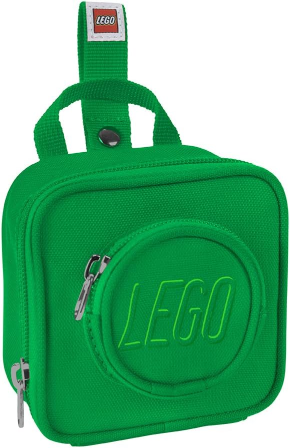 LEGO Kids Brick Mini Backpack Accessory Pouch with Novelty Backstraps, Snaps to Belt or Full-Size Backpack, Holds Small Items like Keys & Headphones, Green
