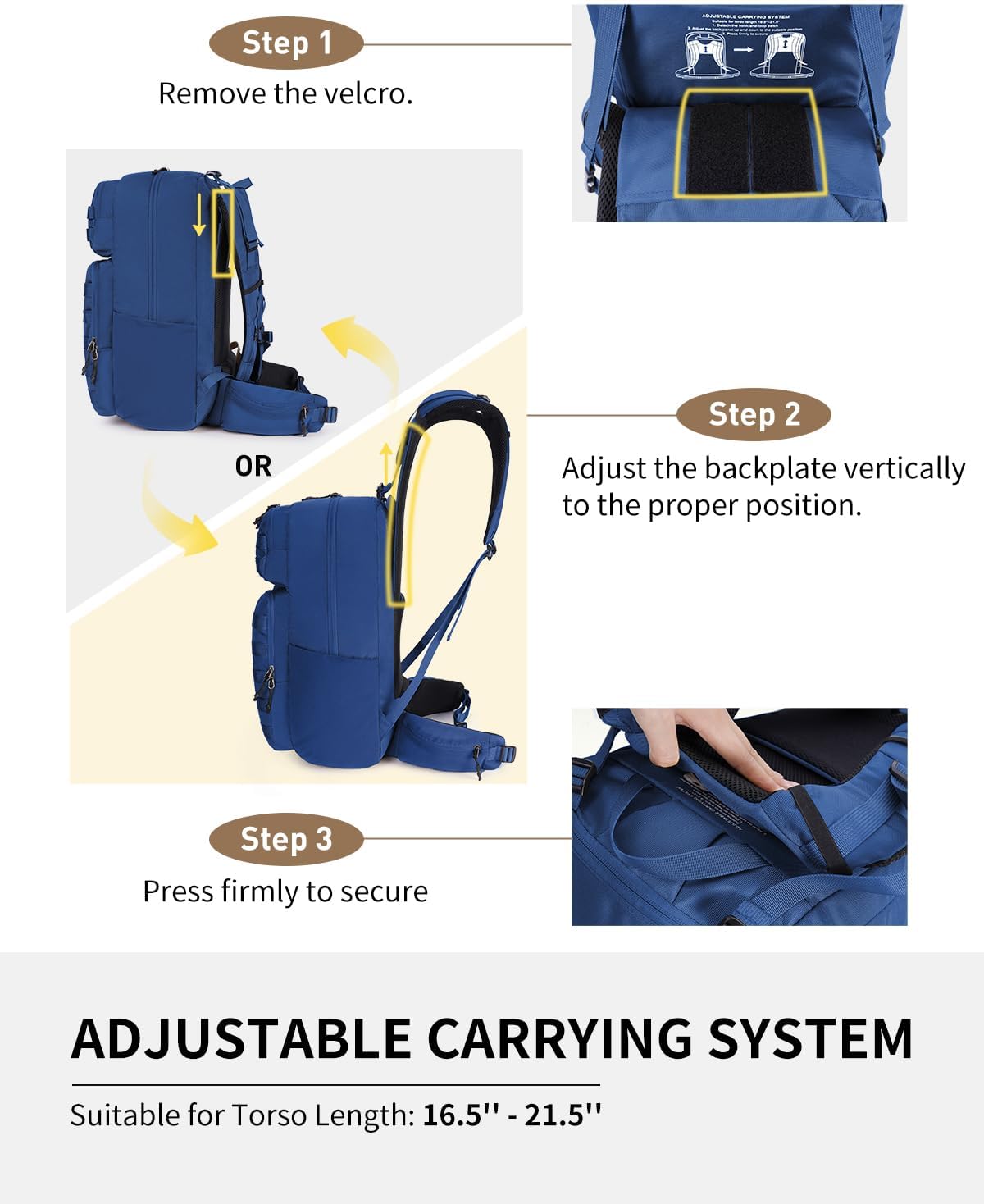 Blue Quartz 40L Military Tactical Backpack, Internal Frame Hiking Backpack with Molle System for Hiking Camping Backpacking Travelling Climbing Rucksack Daypack for Men Women