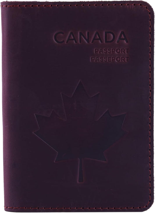 INCARNE Passport Cover - Travel Passport Wallet - Leather Passport Holder for Men Women Family with Card Slots & Note Compartmen - Sleeve Protector - Genuine Leather - Vintage Burgundy