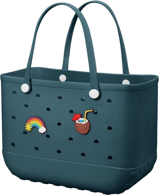 Beach Bag Rubber Tote Bag - Waterproof Travel Bag for Women Washable Tote Bag Handbag for Sports Beach Market Pool