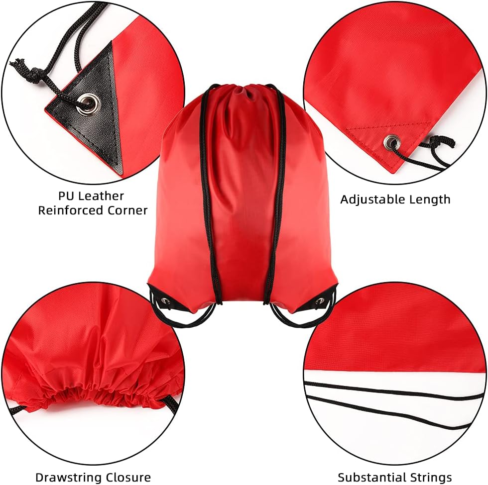 GoodtoU Drawstring Bags Bulk, 60 Pcs Draw String Bags Cinch Bag Drawstring Gym Bag Sackpack Backpack for Women Men, Red