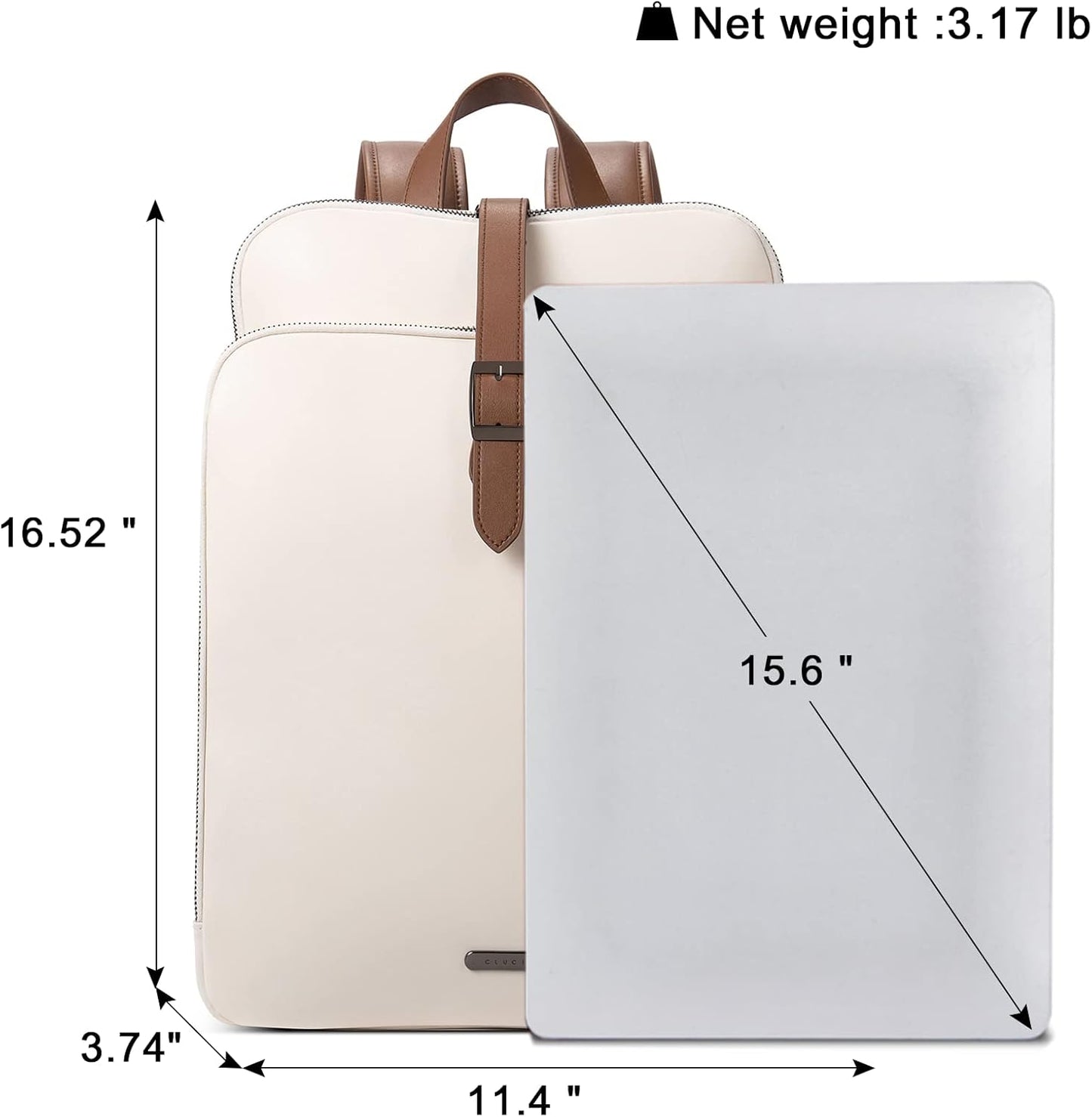 CLUCI Leather Backpack for Women, 15.6 inch Laptop Bag, Large Genuine Work Backpack Travel Back