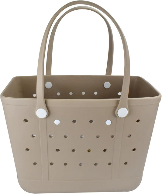 Rubber Beach Bag, Washable Moisture Resistant Durable Open Hole Tote Bag Beach Vacation Essentials