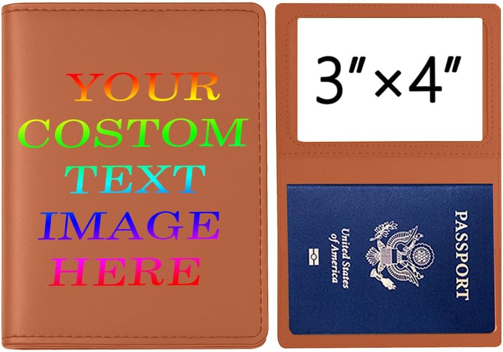 Personalized Passport Holder – Custom Name or Logo, PU Leather Travel Wallet for Men & Women, Fits Passport, Compact Travel Accessory Gift (Brown)