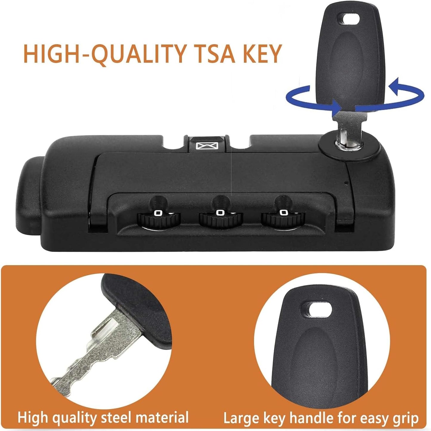 TSA Key 002 007Universal Lock Key Master Suitcase with 2Pcs Rings for Forgotten Password Combinations of Luggage Locks, Luggage Lock Password Combination Forgetting Solution