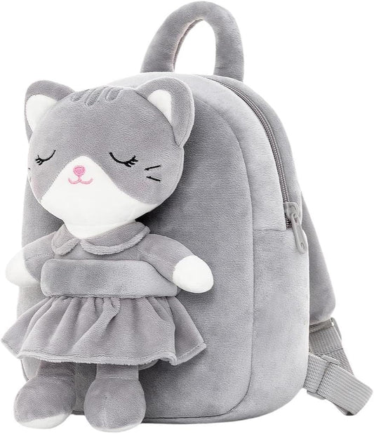 Lazada Kids Backpack Toddler Backpacks Stuffed Animal Cat Toys Small Backpack Gray 9.5"