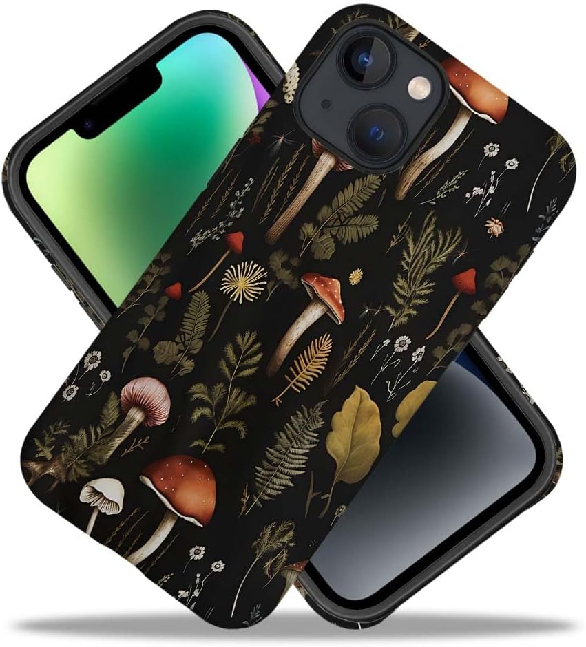 SEized Case Compatible with for iPhone 15,Vintage Mushroom Snail Daisy Leaf Phone Case for Girl Women Boy Men,Durable Protection Case for iPhone 15