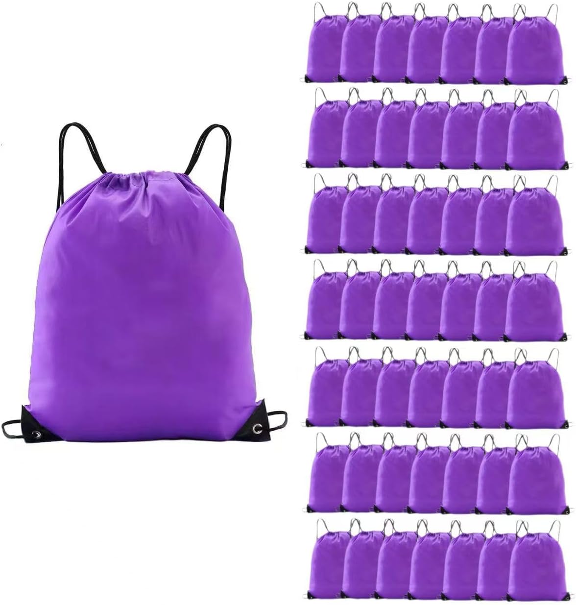 50 Pcs drawstring backpack,multi functional drawstring bag Bulk,Draw String Bags,Cinch Bag essential for gym travel, nunisex, loose and portable (50, Purple)