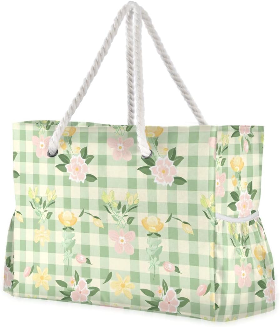 senya Large Beach Bags Totes Swim Canvas Tote Shoulder Bag Water Resistant Bags for Gym Travel Daily