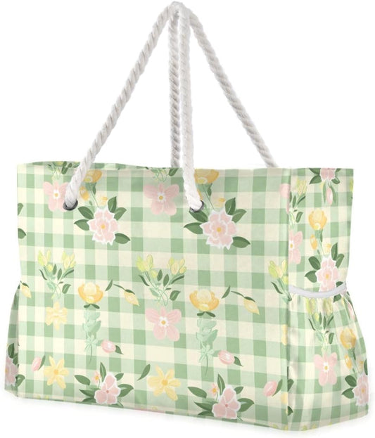 senya Large Beach Bags Totes Swim Canvas Tote Shoulder Bag Water Resistant Bags for Gym Travel Daily