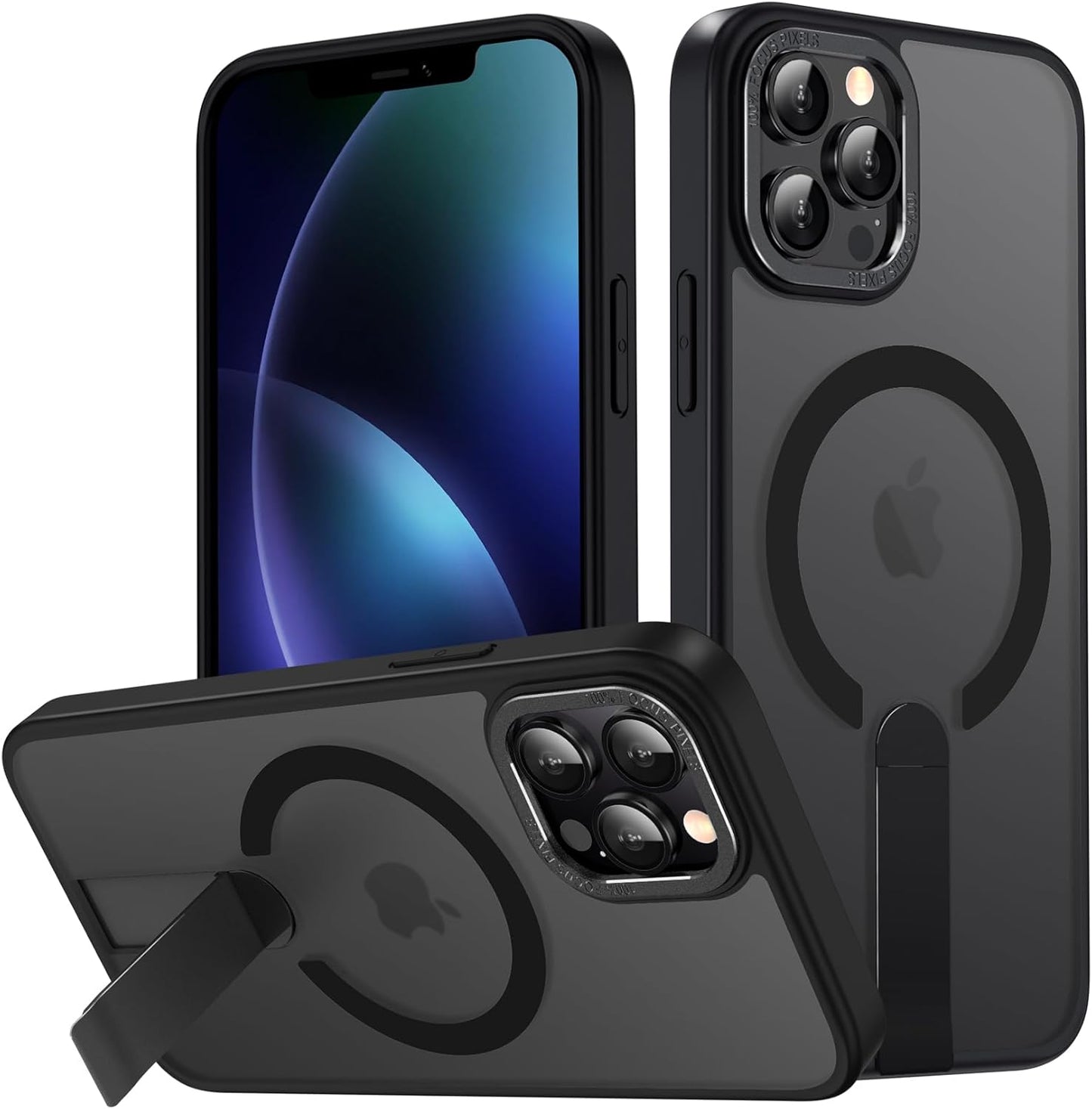 for iPhone 13 Pro Case with Kickstand, [Invisible Stand] Compatible with MagSafe, Anti-Slip Shockproof Military-Grade Protection, Magnetic Phone Case for iPhone 13Pro (Black)
