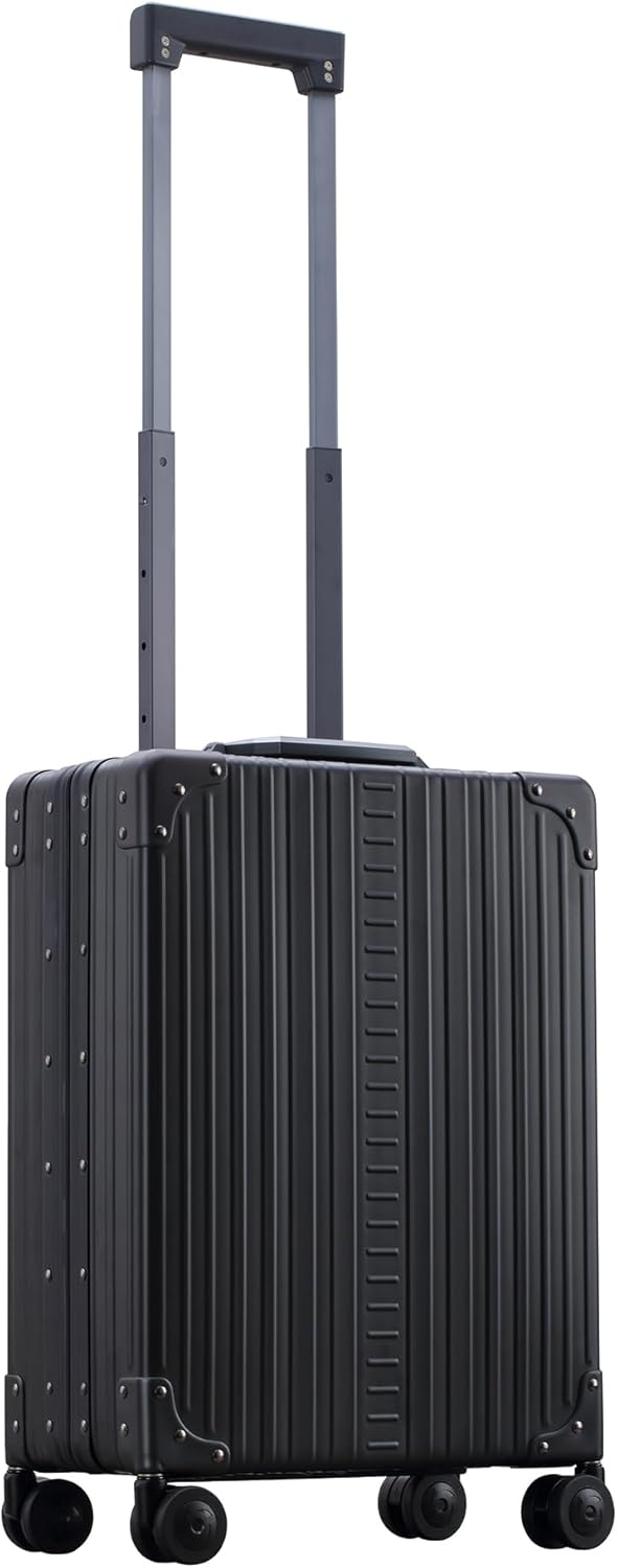 Aleon All-Aluminum 21" Vertical Carry-On Business Briefcase, TSA-Approved Hardshell Case, Spinner Wheels, Laptop Compartment, Aluminum Frame Cabin Bag for Travel & Business, Durable & Sleek (Onyx)