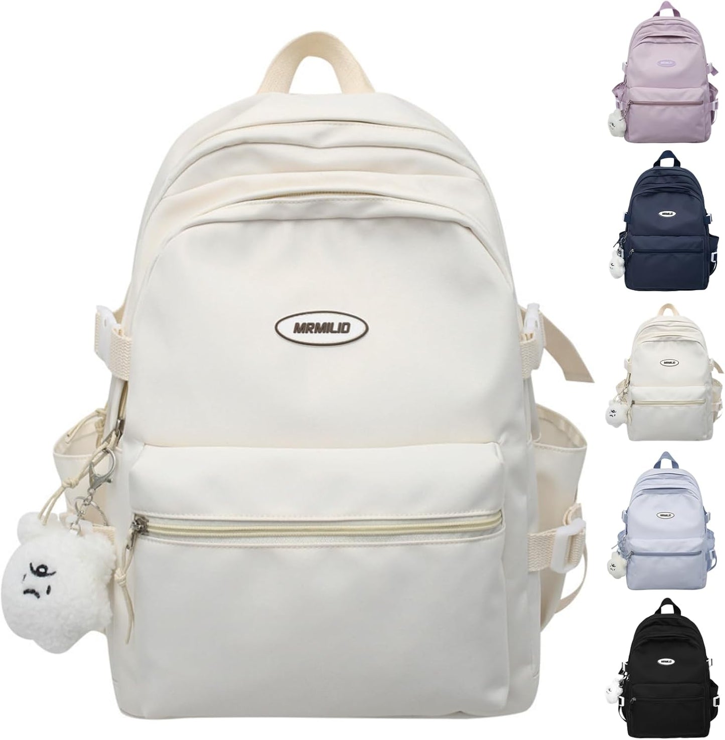 Kawaii Backpack with Cute Accessories Casual Aesthetic Daypack Simple Laptop Bag Waterproof Travel