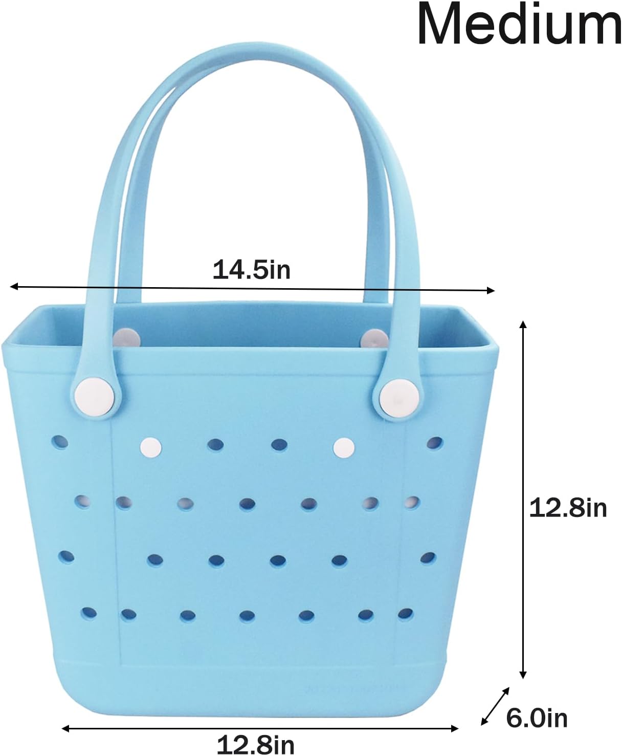 Medium Beach Bag, Waterproof Rubber Beach Bag, Washable Open Tote Bag Durable Tote Travel Bags for Outdoor Sport