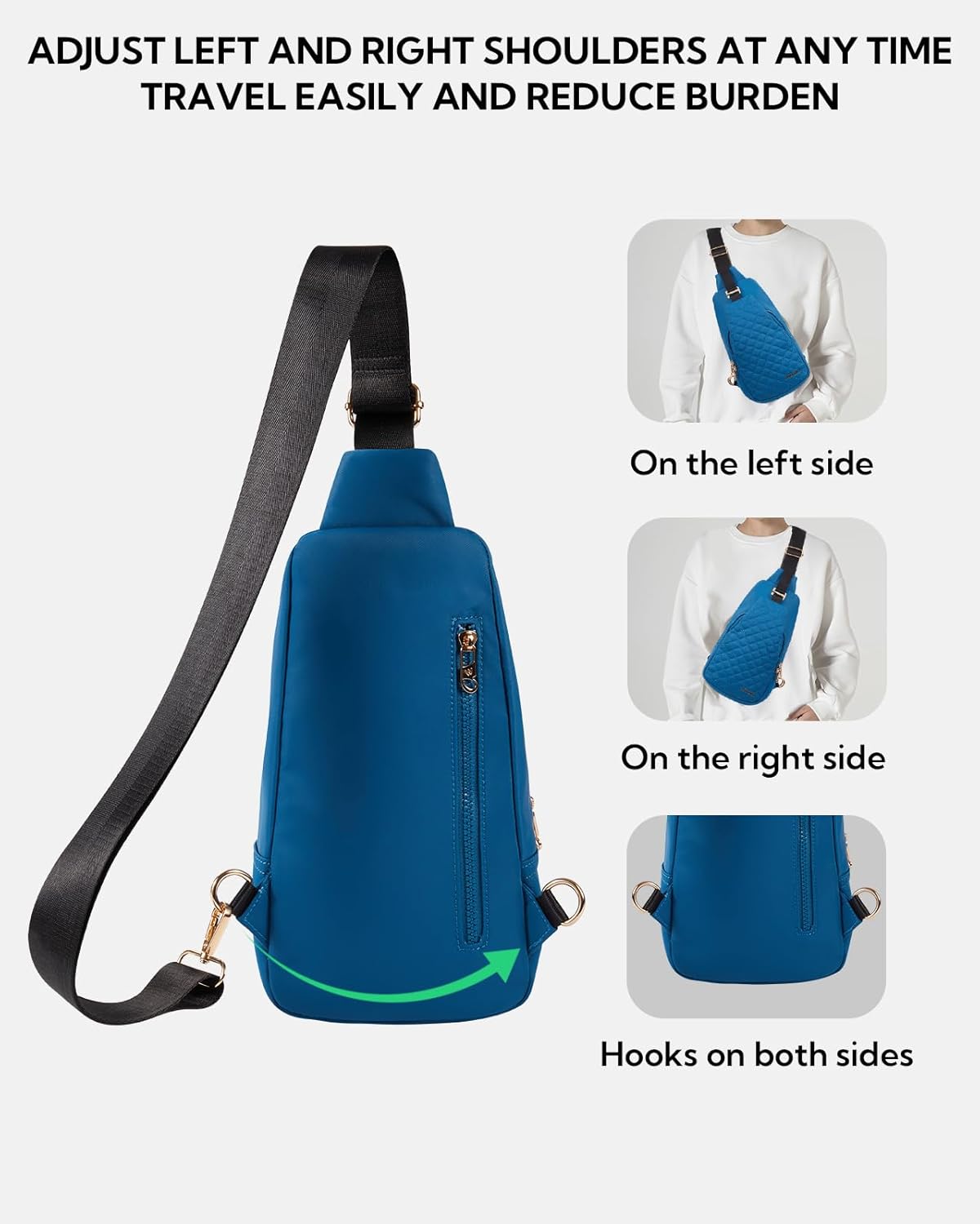 WATERFLY Small Crossbody Sling Backpack: Fashion Chest Crossbody Bag for Women Men Anti Theft Stylish Casual Daypack Trendy Travel Bags Lake Blue