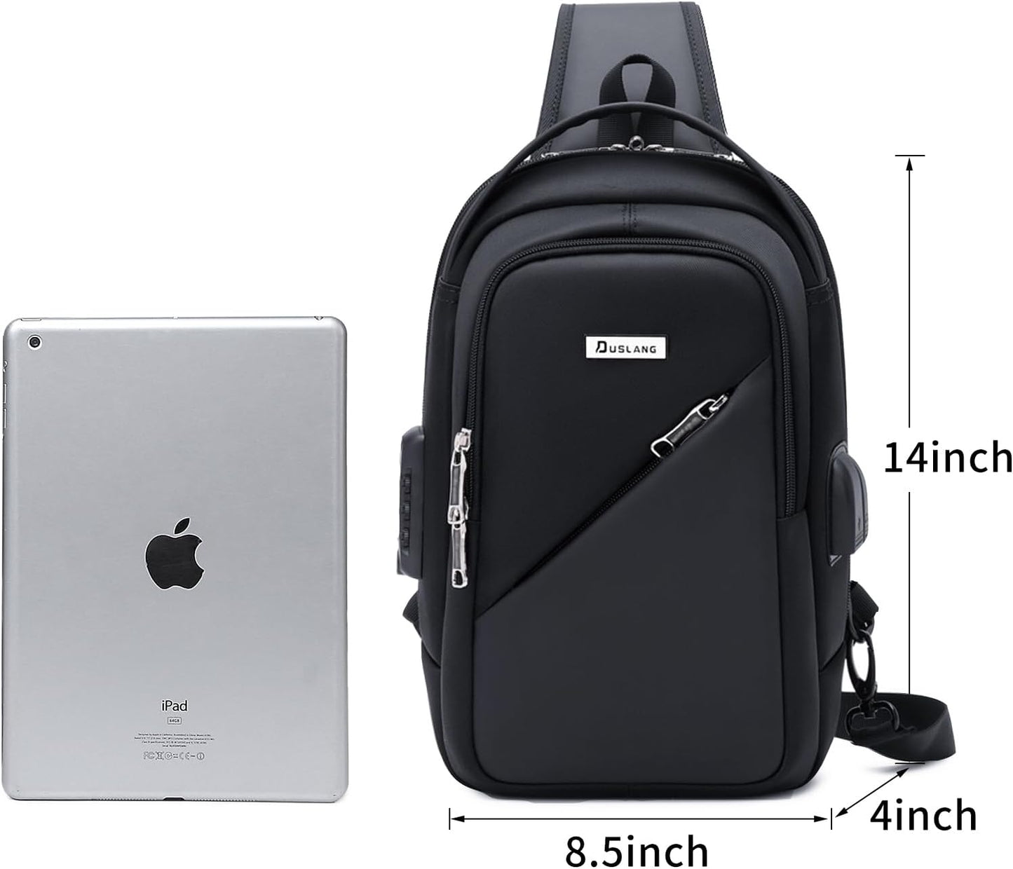 Hiking Daypack Shoulder Backpack Crossbody Hiking Purse for Men, Chest Bags with USB Charger Port For Casual Camping Biking Travel Cycling