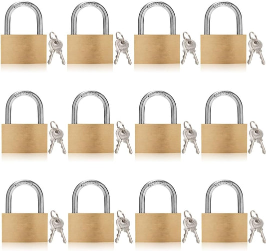 Thin Solid Brass Keyed Padlock Keyed Different Locks-40mm-12pack