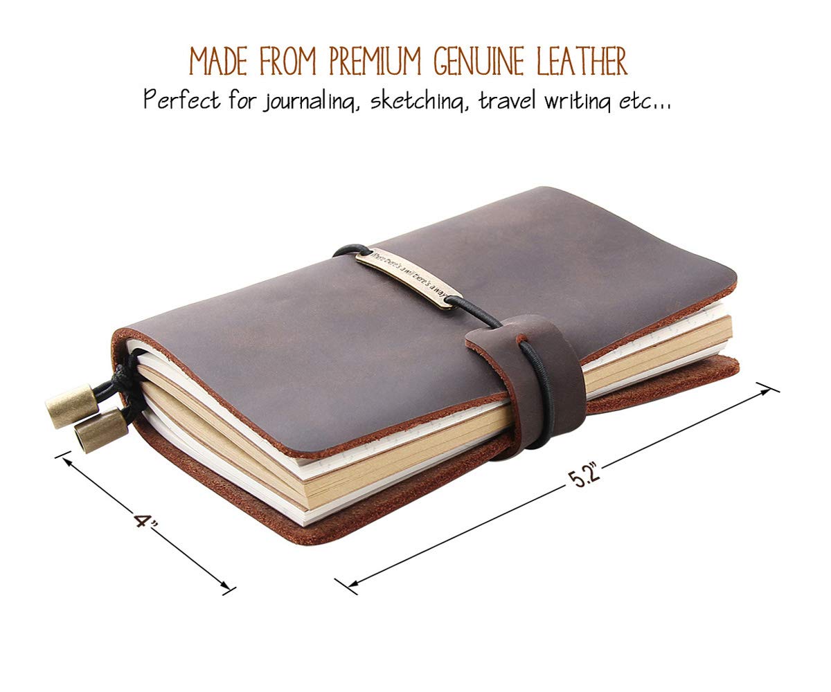 Robrasim Refillable Handmade Travelers Notebook, Leather Travel Journal Notebook for Men & Women