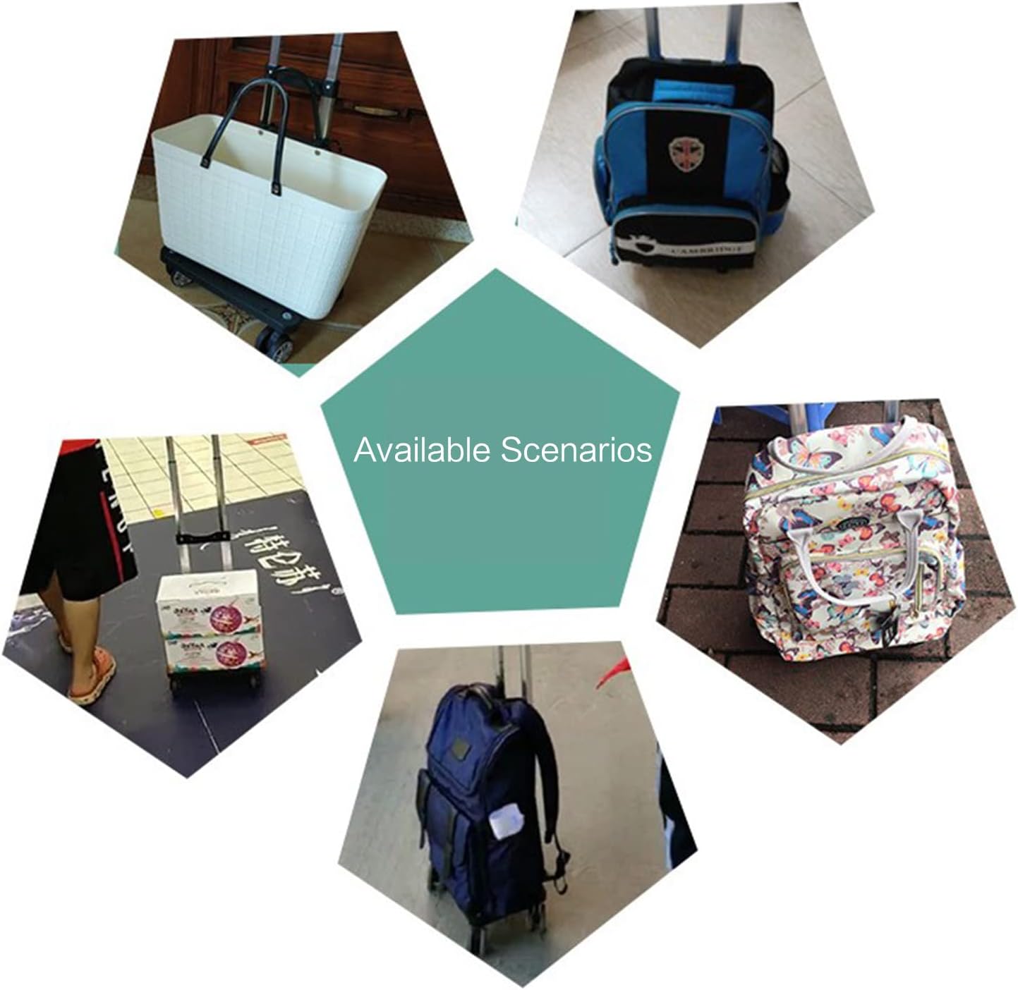 Backpack Trolley 6 Rolling Luggage Carts Foldable Trolley Cart Aluminium Alloy Hand Cart for School Bags Pet Bag Folda